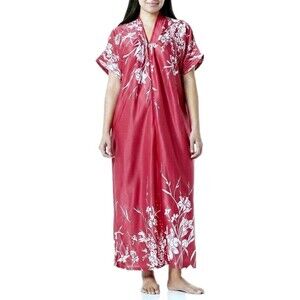 Anthony Richards VTG Magenta Floral Hawaiian Kaftan Mumu Lounge Dress Women's XL